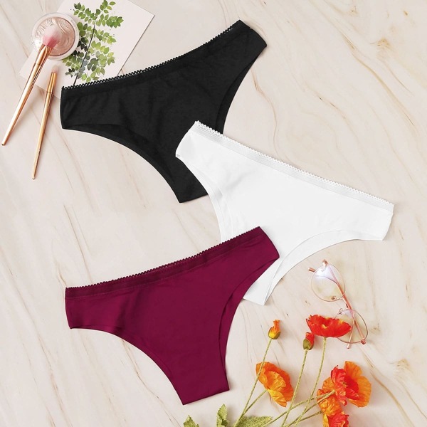 

Contrast Trim Panty Set 3pack, Multicolor