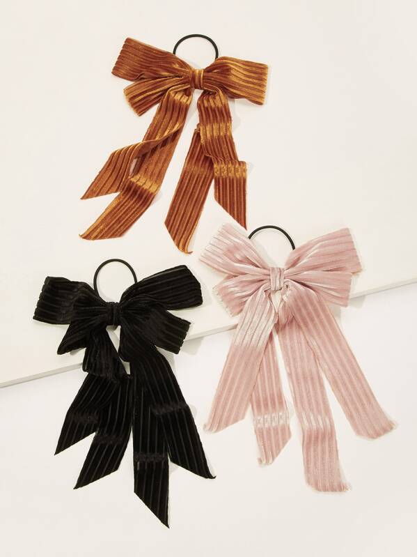 

Ribbed Bow Decor Hair Tie 3pack, Multicolor