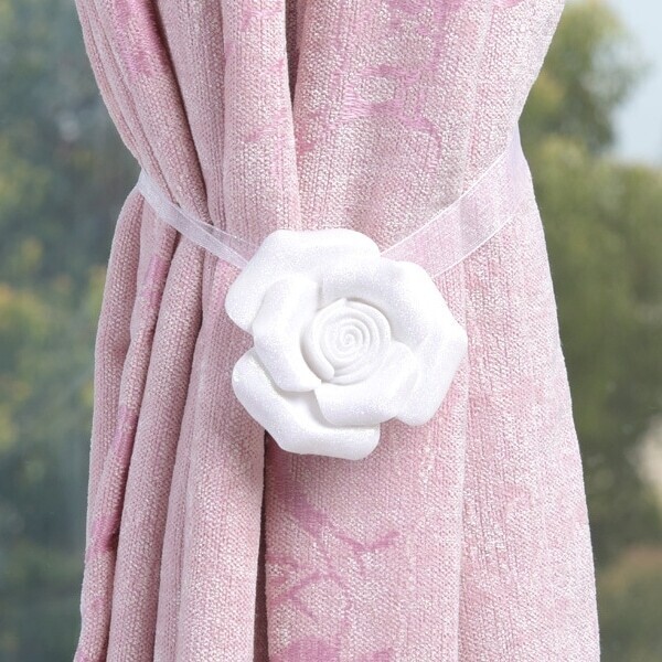 

Flower Curtain Buckle 1pc, White