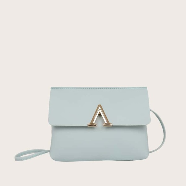 

V Cut Flap Crossbody Bag, Blue