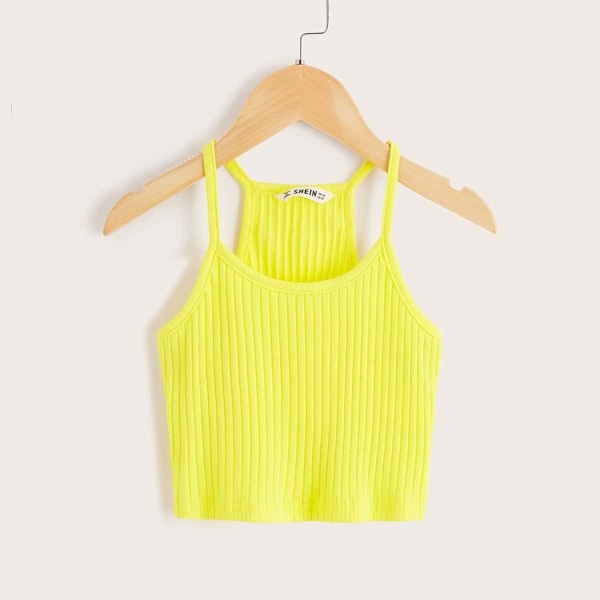 

Girls Neon Yellow Rib-knit Cami Top, Yellow bright