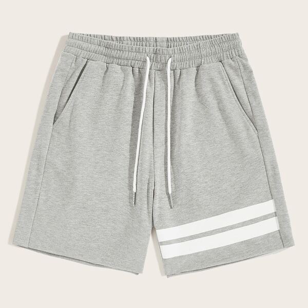

Men Drawstring Waist Heather Knit Shorts