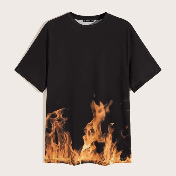 

Men Fire Print Short Sleeve Tee