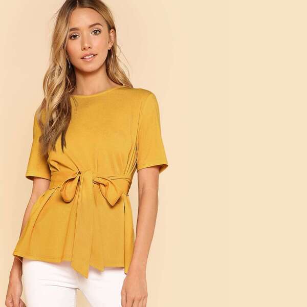 

Self Belt Keyhole Back Solid Top