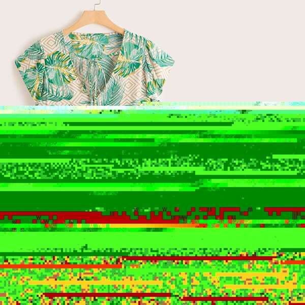 

Plus Tropical Print Peplum Blouse & Shorts, Multicolor