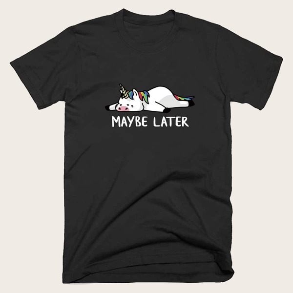 

Men Unicorn & Letter Print Tee