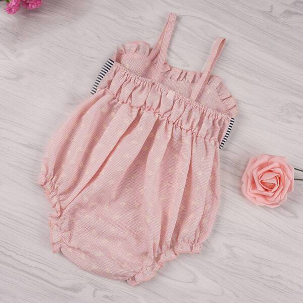 

Baby Big Bow Gingham Cami Romper, Pink
