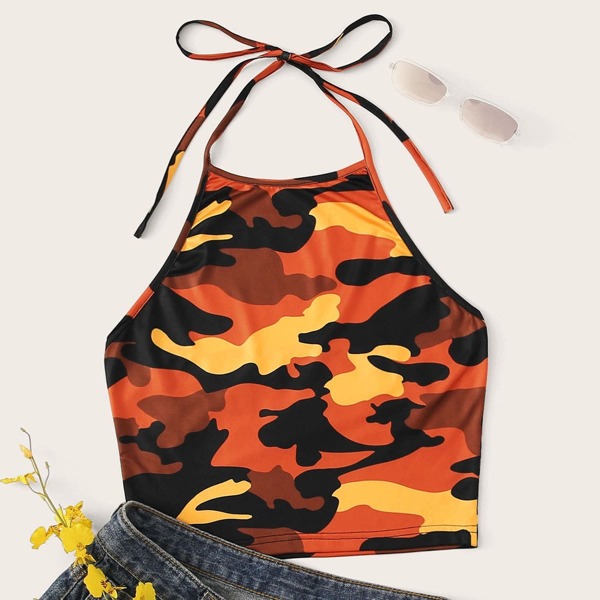 

Camouflage Print Halter Top