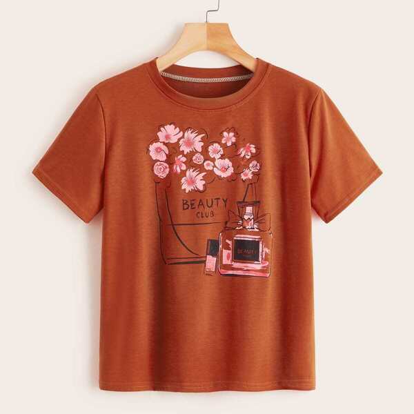 

Perfume And Floral Print Tee