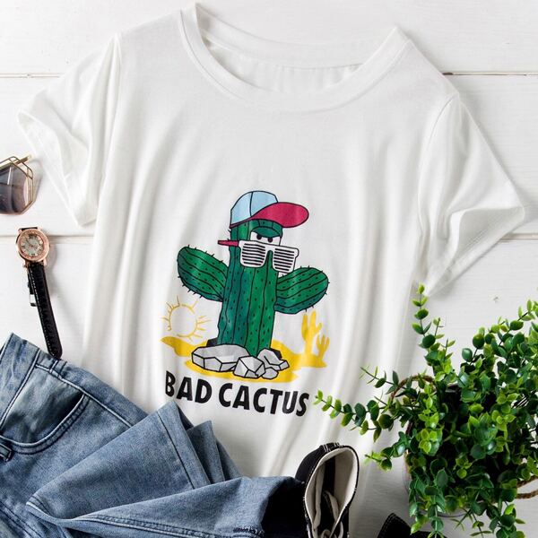 

Plus Cactus And Letter Print Tee