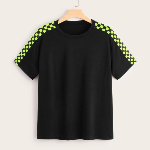 

Plus Contrast Checkerboard Tee, Black