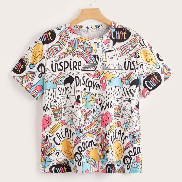 

Plus Cartoon Print Tee, Multicolor