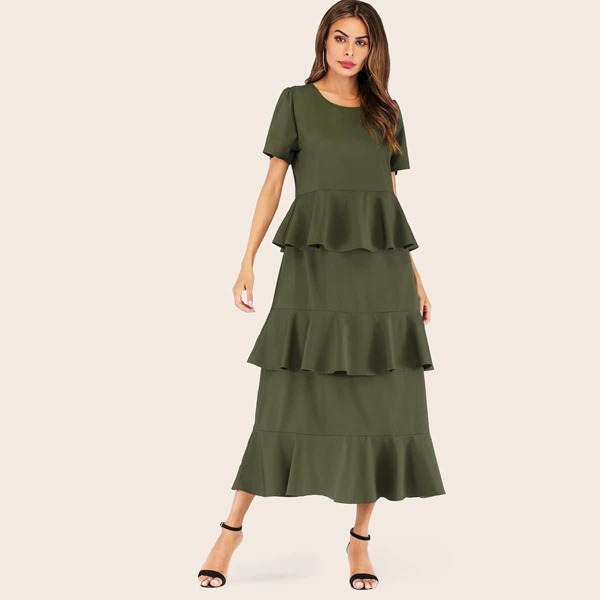 

Tiered Layer Dress, Green