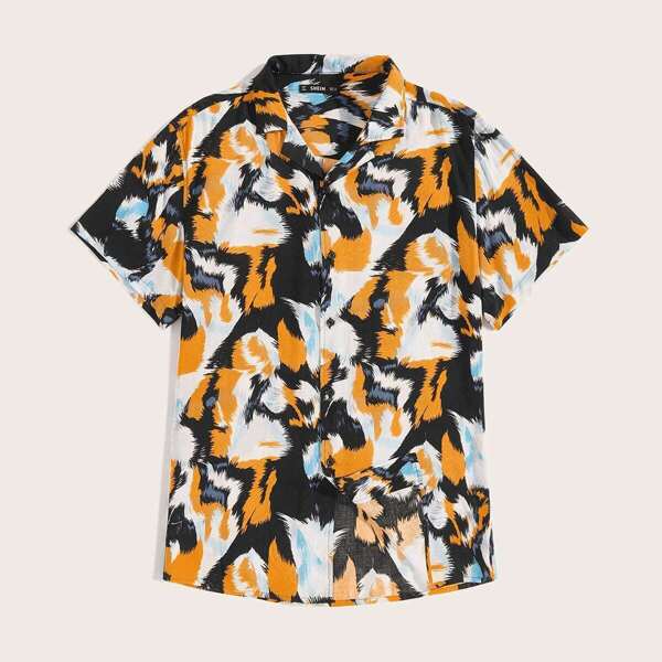 

Men Button Up Notched Shirt