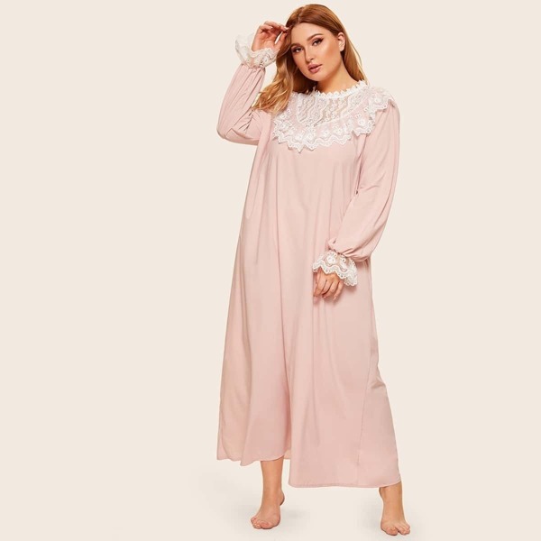 

Plus Lace Trim Night Dress