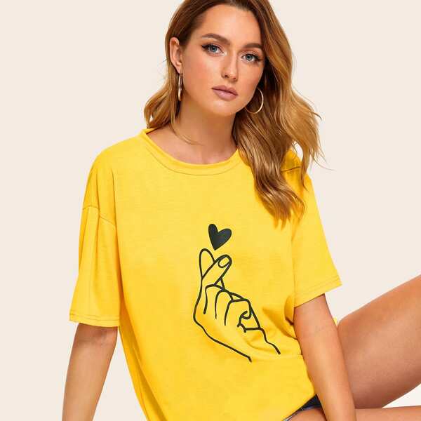 

Drop Shoulder Gesture Print Top