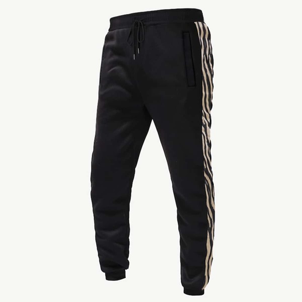 

Men Drawstring Waist Zebra Panel Sweatpants