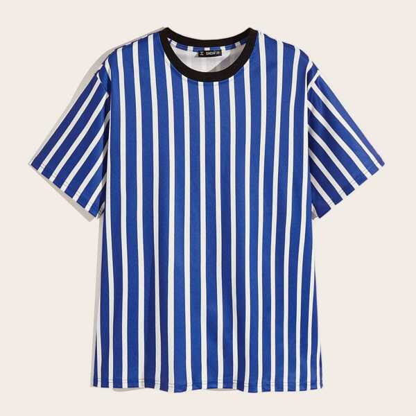 

Men Contrast Neck Striped Tee