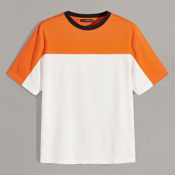 

Men Contrast Neck Cut-and-sew Tee