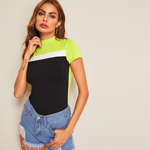 

Neon Color-block Form Fitting Tee
