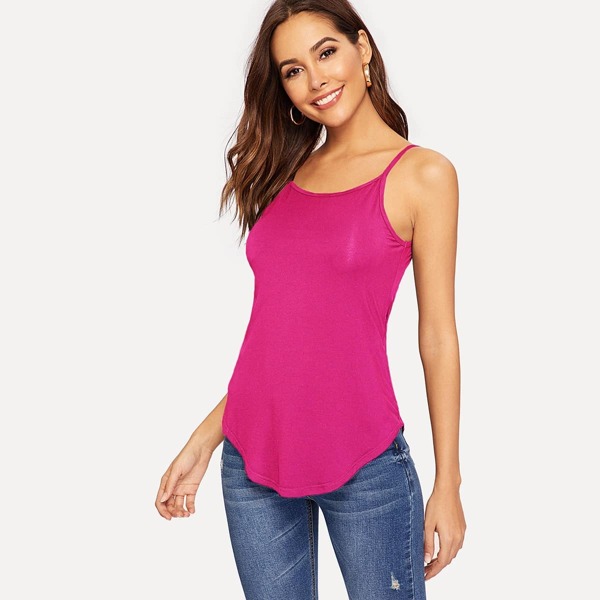 

Neon Pink Curved Hem Cami Top