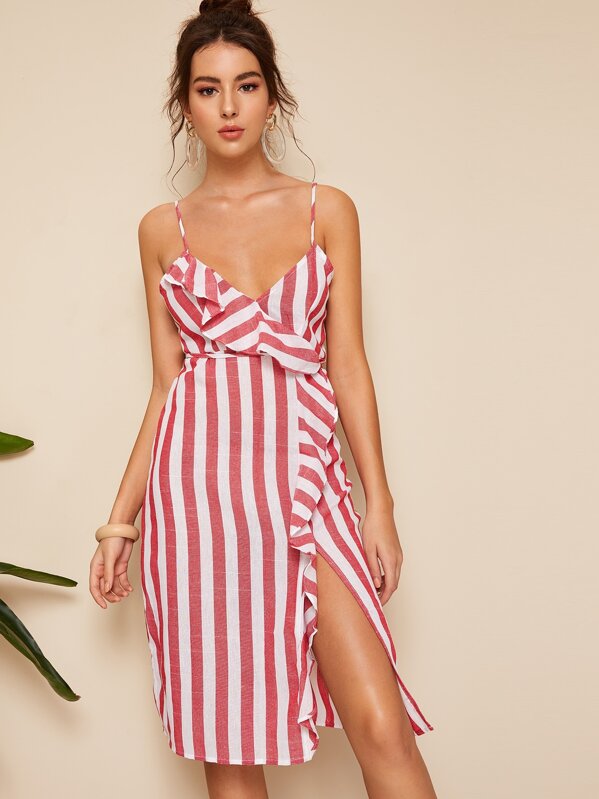 

Контрастная полоса Ruffle Cami Dress, MARTINA