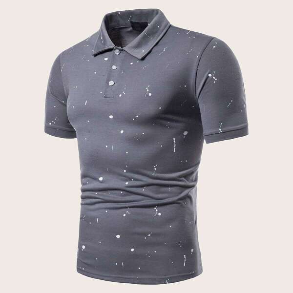 

Men Paint Splatter Pattern Polo Shirt