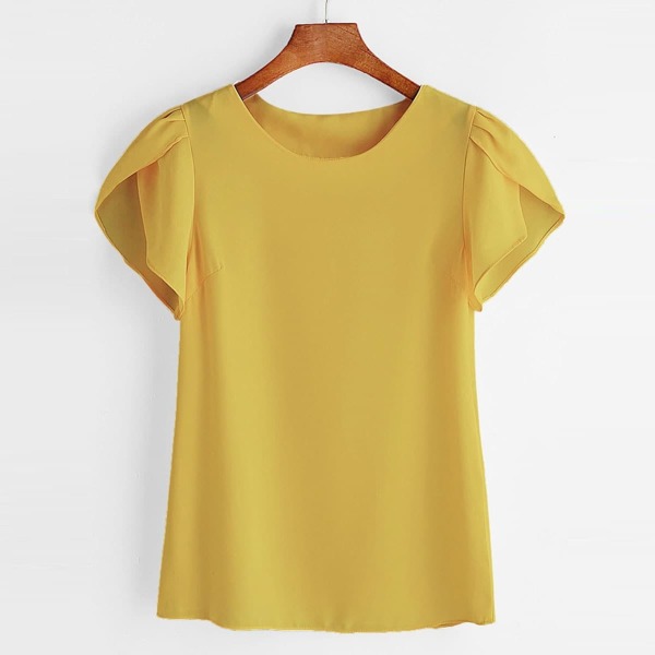 

Plus Petal Sleeve Solid Blouse