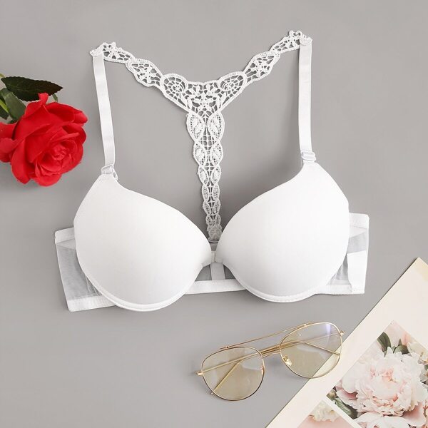 

Contrast Mesh Crochet Back Bra