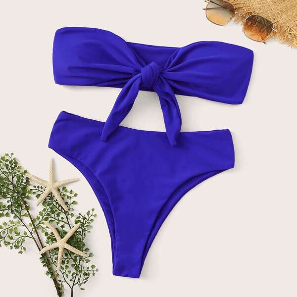 

Knot Front Bandeau Bikini Set