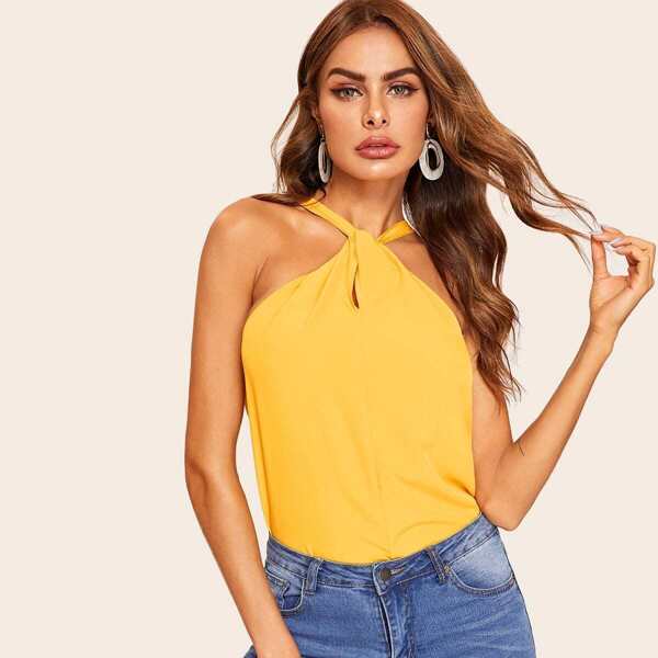 

Zip Back Twist Halter Top