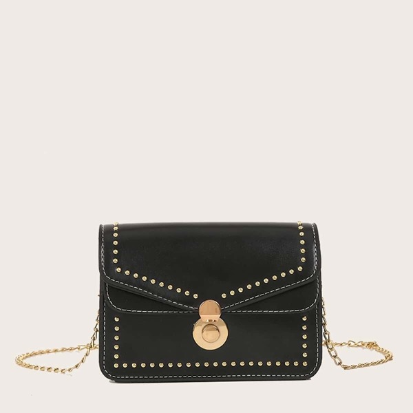 

Studded Detail Flap Chain Bag
