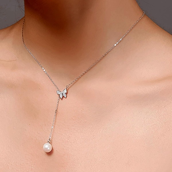 

Butterfly Detail Lariats Necklace 1pc, Silver