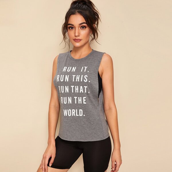 

Armhole Side Slogan Print Tee