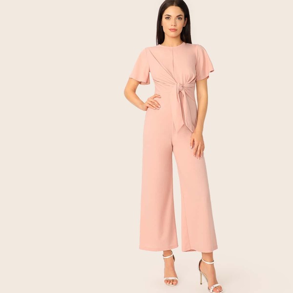 

Bell Sleeve Knot Front Palazzo Jumpsuit