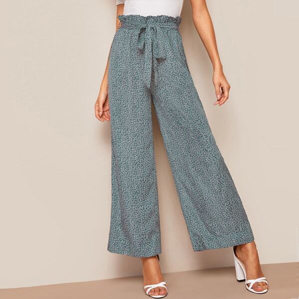 

Paperbag Waist Ditsy Floral Wide Leg Pants