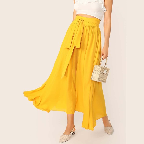 

Tie Waist Flowy Skirt, Yellow