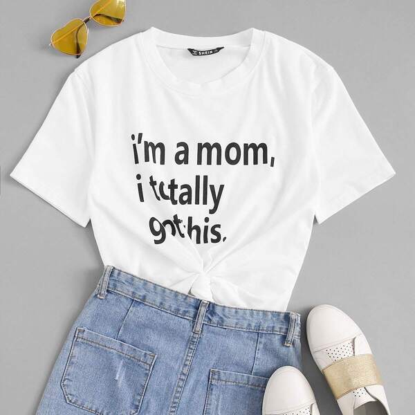 

Plus Slogan Print Short Sleeve Tee, White