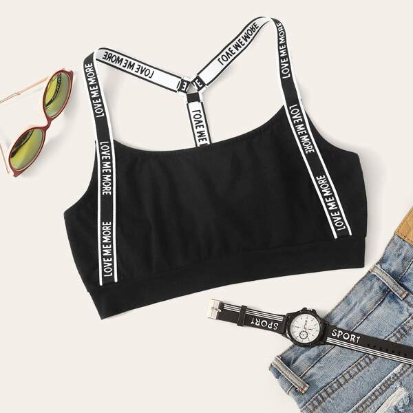 

Lettering Strap Detail Y-back Sports Bra