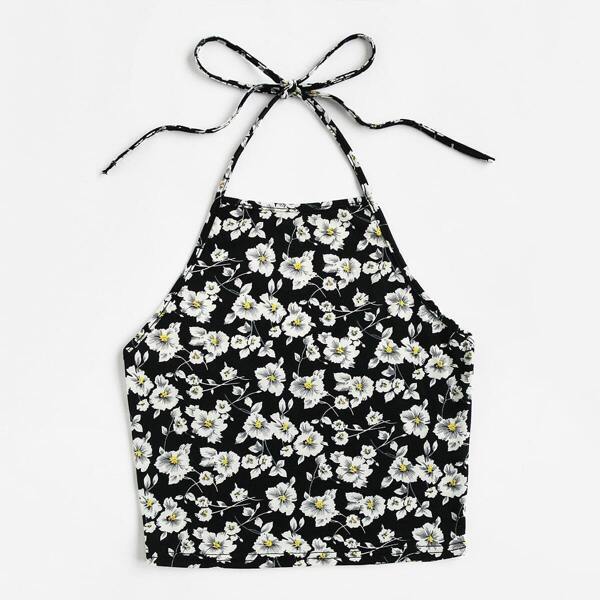 

Plus Halterneck Floral Top, Multicolor