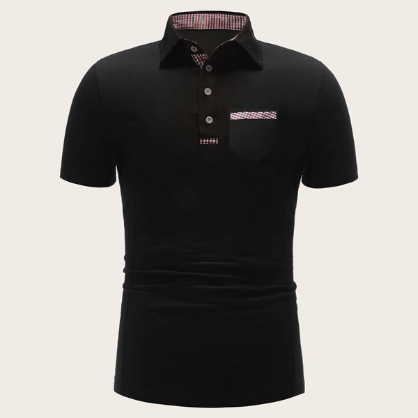

Men Contrast Plaid Polo Shirt