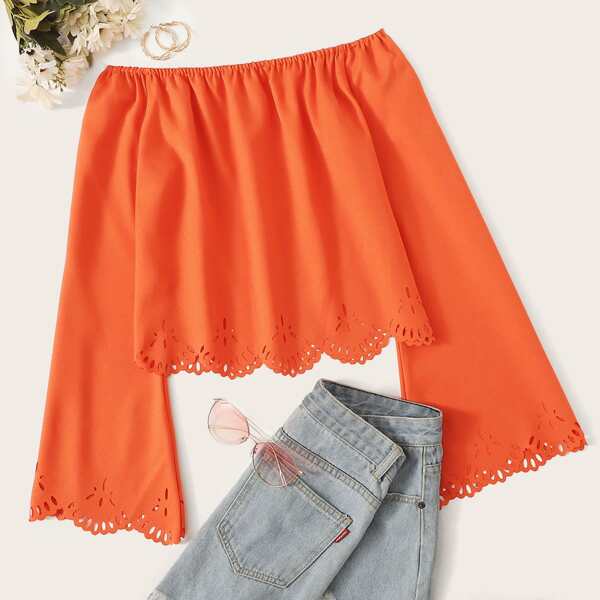 

Laser Cut Off The Shoulder Blouse