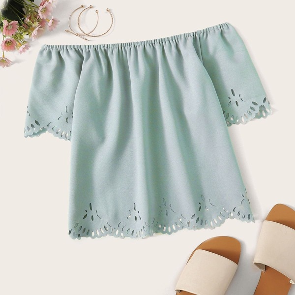 

Laser Cut Off The Shoulder Blouse