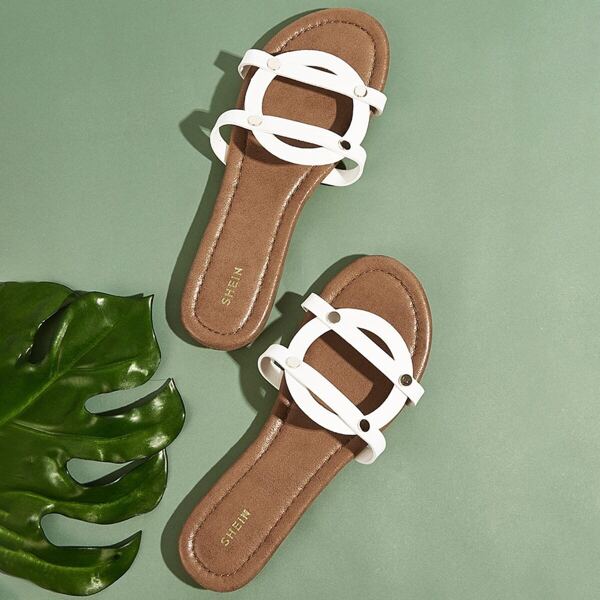 

Studded Decor Open Toe Sliders