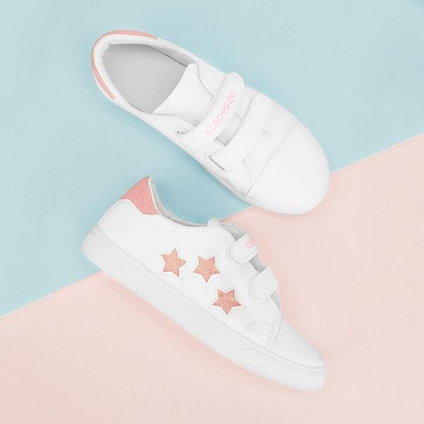 

Toddler Kids Star Decor Velcro Strap Sneakers, White