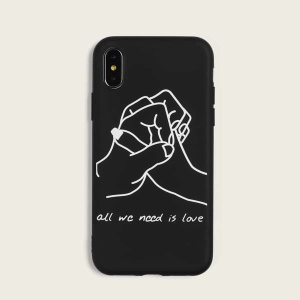 

Clasped Fingers Pattern iPhone Case, Black and white