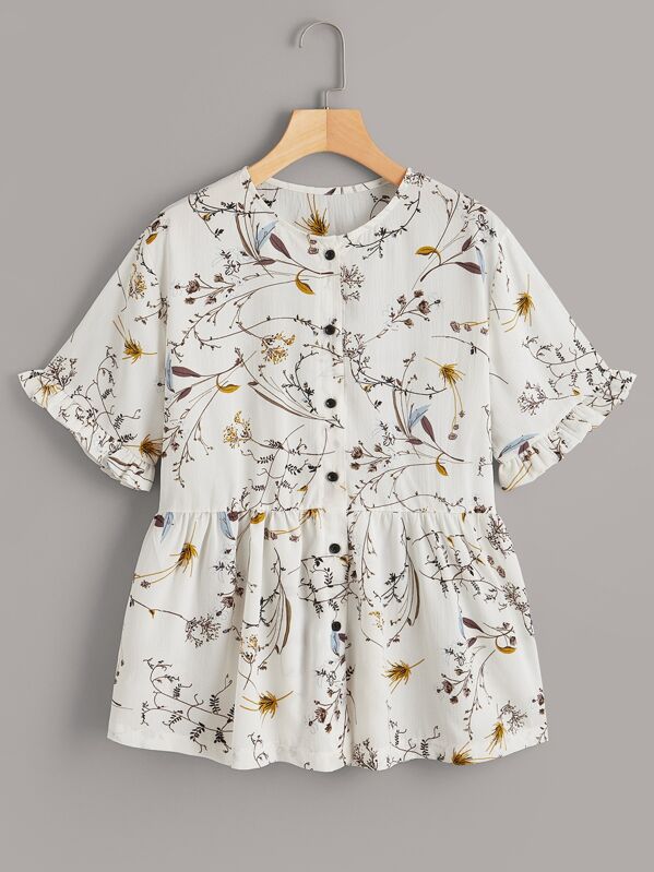 

Ditsy floral Button Front Blouse, Multicolor