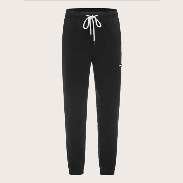 

Men Drawstring Waist Patched Detail Pants