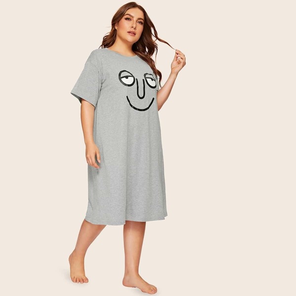 

Plus Cartoon Print Tunic Night Dress