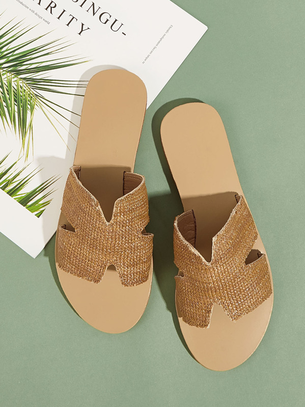 

Cut Out Flat Slippers, Brown